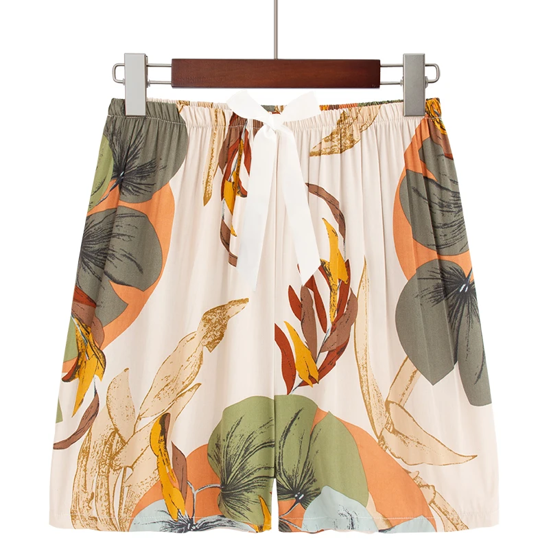 Women Short Pants Viscose Plus Size S-3XL Printed Loose Night Wears Pants for Women Pajama Pants Shorts
