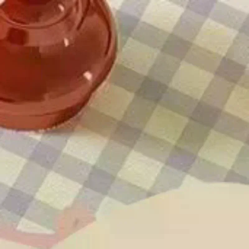 Waterproof PU Leather Placemat Cute Gingham Print Scalloped Edge For Kitchen Dining Table Daily Meal Use