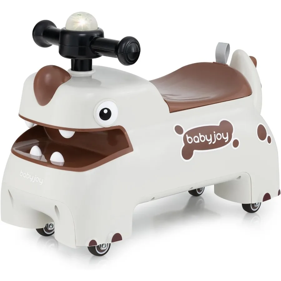 Spielzeug zum Aufsitzen für Kleinkinder, Fuß-zu-Boden-Schiebewagen mit Stauraum unter dem Sitz, Lichter, Musik und Hupe, 4 Universalräder, Kinderreiten