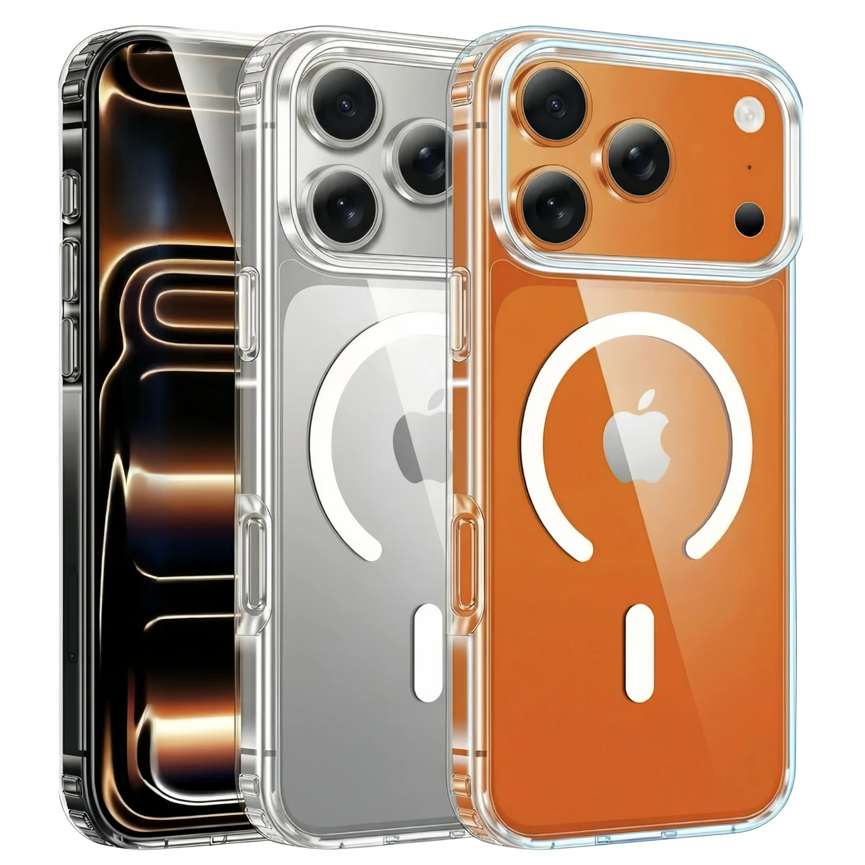 Transparente Magnetische Hülle für iPhone 17 16 15 14 13 12 11 Pro Max Plus 17e 16e Schlanke Anti-Vergilbungs-Klarsichthülle für Magsafe