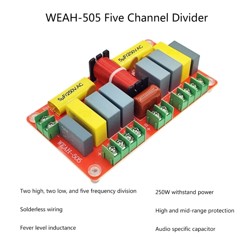 Speaker Frequency Divider Board Professional 5 Way Speaker Crossover Filter Frequency Divider 250W for DIY Speaker K1KF