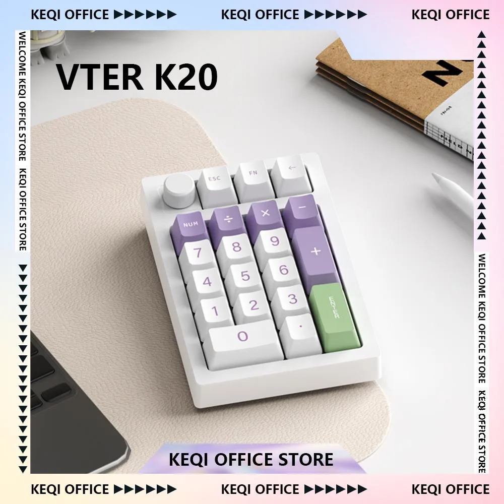 

Мини-цифровая клавиатура VTER K20, беспроводная 3-режимная клавиатура с поддержкой горячей замены QMK VIA RGB, индивидуальные аксессуары для портативных ПК, подарки