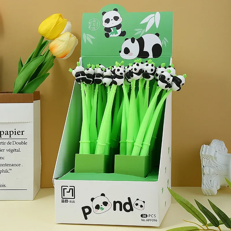 a-48pcs-cute-creative-cartoon-panda-neutral-pen-fountain-pen-bamboo-giant-panda-student-stationery-office-signature-pen-spot
