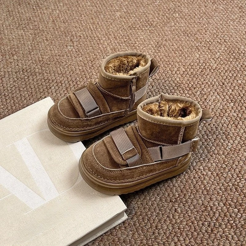 Sepatu Bot Salju Musim Dingin Anak-Anak Berlapis Bulu 2026 Fashion Termal Anti Selip Sepatu Bot Anak-Anak ​