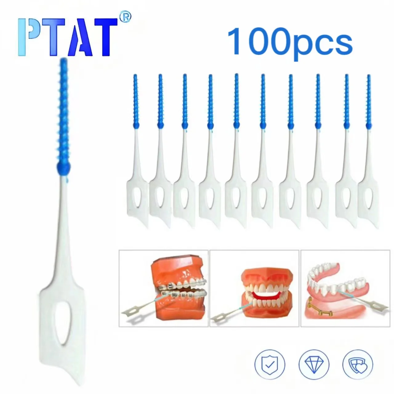 100pcs Interdental Between Teeth Floss Brush Elastic Massage Gum Toothpick Tooth Brush Toothpick Interdental Floss