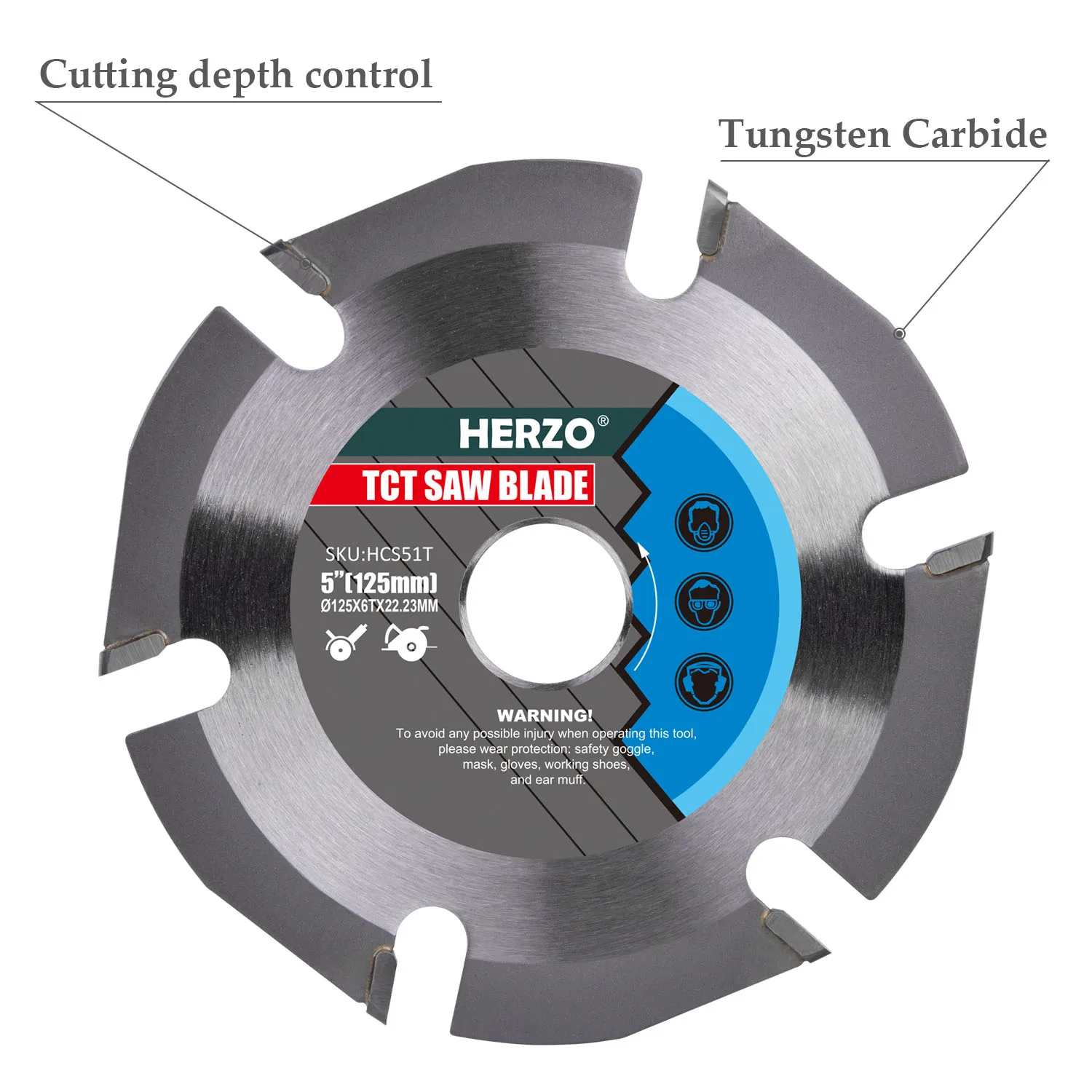 Imagem -04 - Herzo-disco de Corte de Madeira Dentes Ferramentas para Trabalhar Madeira Rebarbadora Ponta de Carboneto de Serra Lâmina de Corte para Metal Hcs5.1t 125 mm