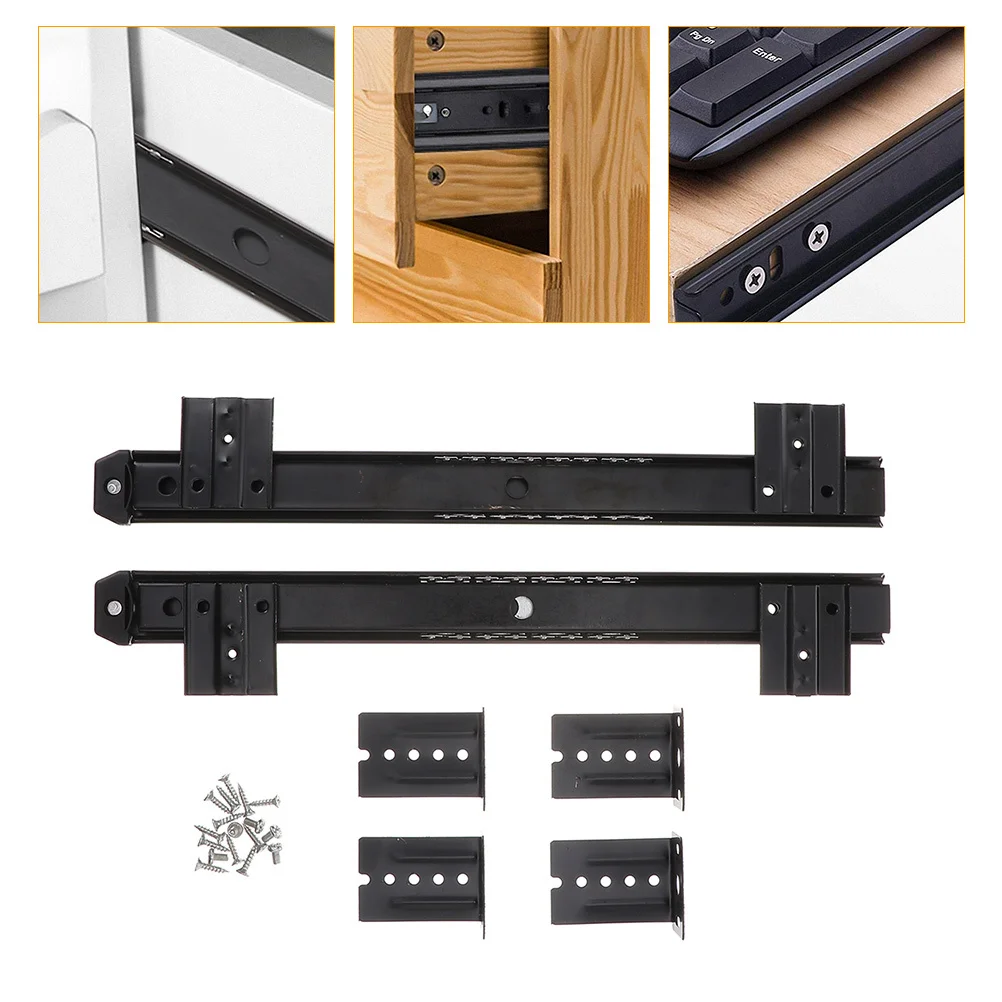

1 Pair 35Cm Reinforced Keyboard Tray Slides 58Cm Extension Heavy Duty Steel Drawer Rails For Desk Cabinet Kitchen Garage Drawer