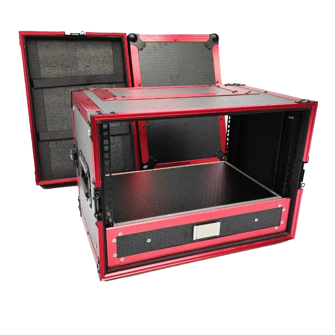 Professional Aluminum 8U Rack Microphone Flight Case With 2U Drawer