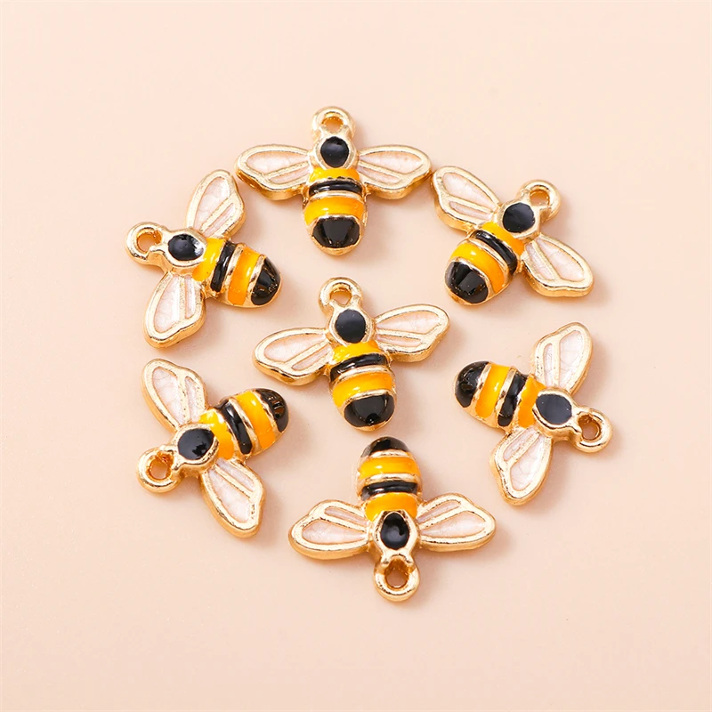 

20pcs 13x11mm Cute Animal Honeybee ﻿Charms Mini Enamel Bee Charms Pendants for Jewelry Making Necklaces Earrings DIY Crafts Gif