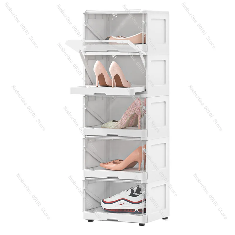 

Бытовая многослойная вращающаяся прозрачная коробка для обуви | Пыленепроницаемое хранилище для обуви | Компактная дверь в общежитии, простая полка для обуви