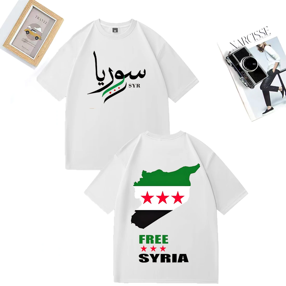 

Free Syria Flag Graphic Short Sleeve Sportswear Hot sale Tees Men Women Fashion Hip Hop streetwear Cotton short sleeve T-shirts