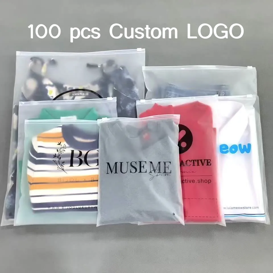 

custom LOGO printed Frosted PVC Resealable Ziplock T-shirt Plastic Packaging Bag