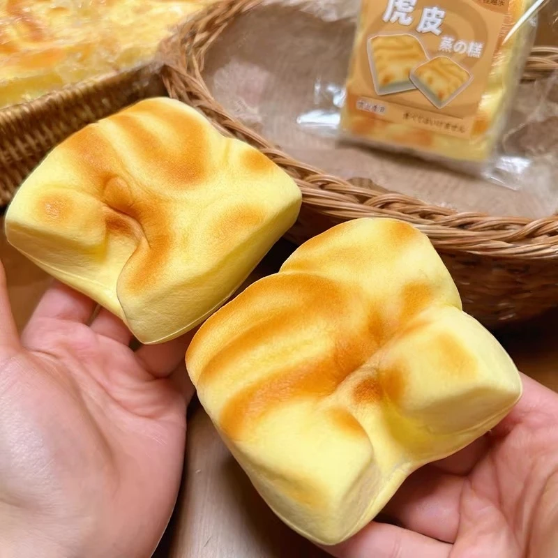 1PC Tiger Skin Toast Bread Squishy Cake Stress Relief Focus Calming Sensory Toys Decompression Squeeze Prank Toys Desk Decor - view 3