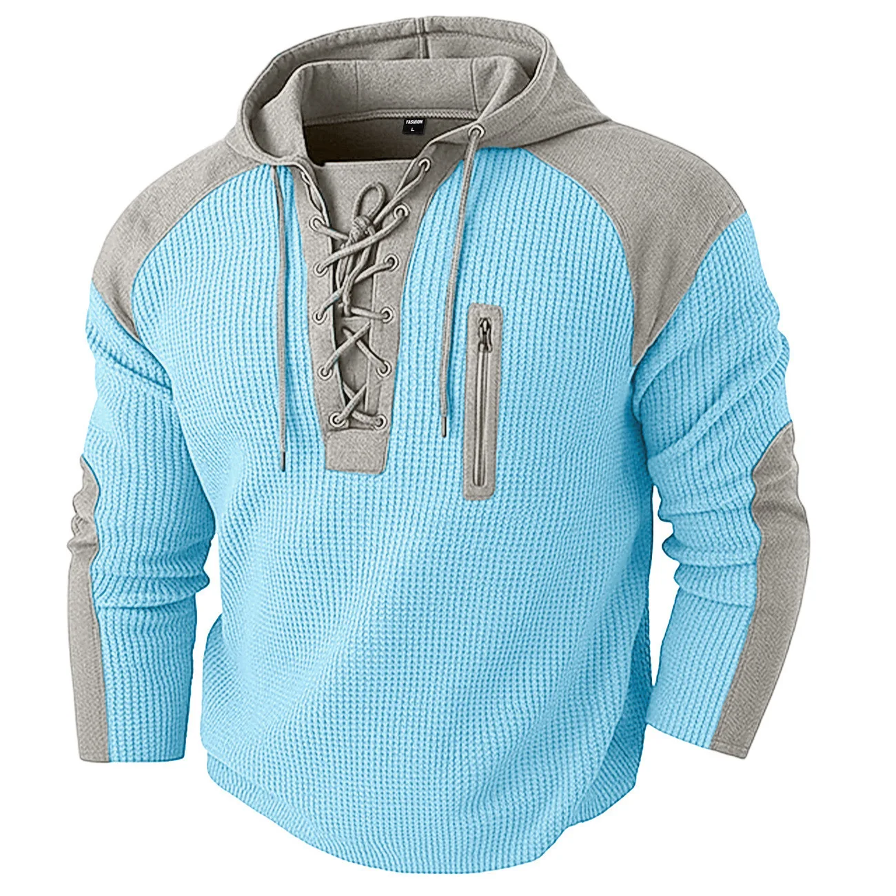 

2026 New Men's Tether Hooded Sweatshirt Waffle Color-Blocking Top Casual Sports Sweatshirt