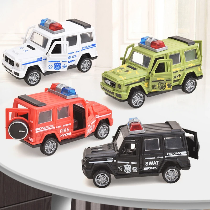 1Pcs Simulated Fire Fighting Scene Car Mini Pull Back Toy Vehicle Model Wind Up Police Truck Ambulance For Children Boys Gift
