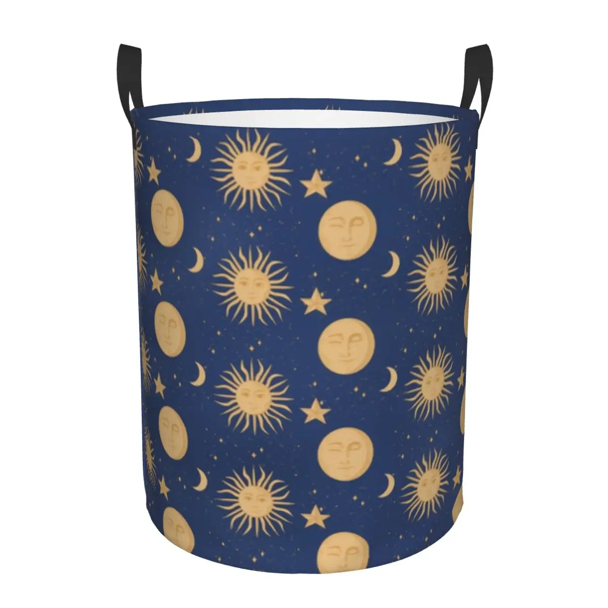 Celestial Bodies Laundry Basket Foldable Astronomy Moon Sun Stars Clothes Hamper for Nursery Kids Toys Storage Bag