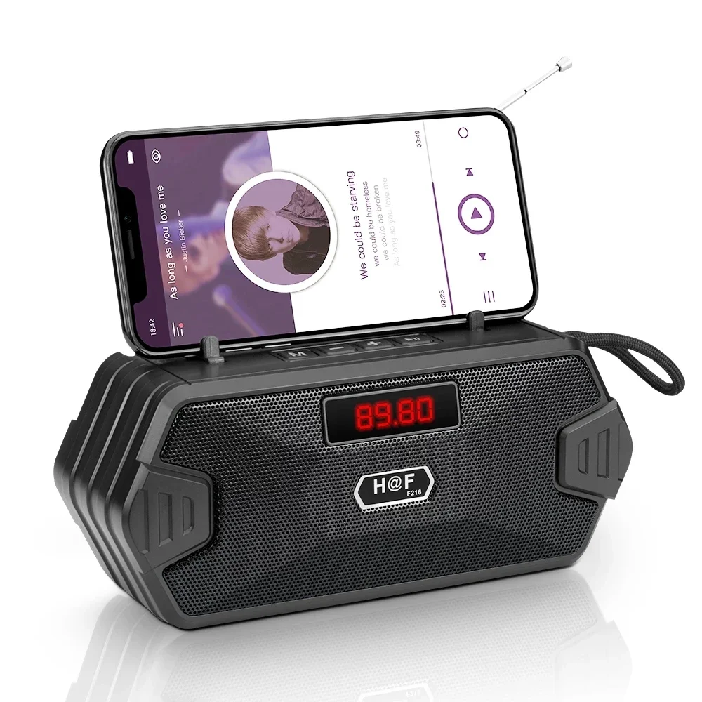 Radio FM Receiver Outdoor Portable Aux Wireless Bluetooth Speaker Subwoofer Music Sound Box Bass Hifi Blutooth Home Car Blutooth