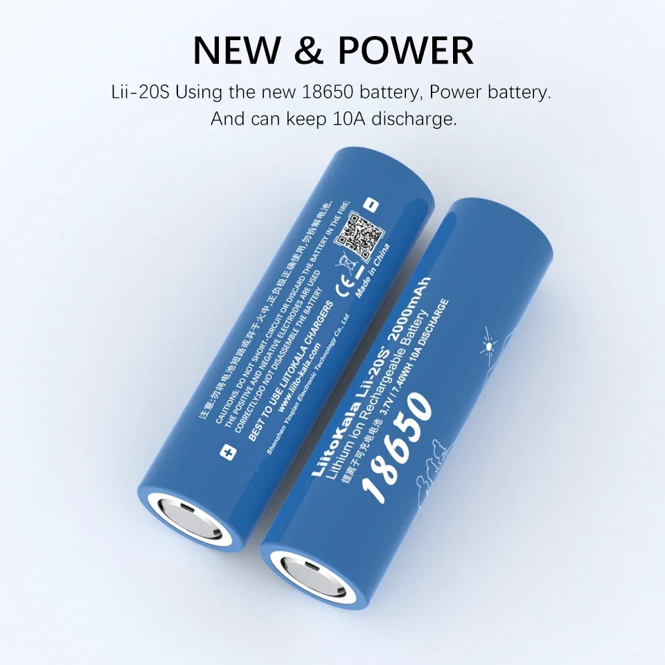 電動工具用充電式リチウム電池,LiitoKala-Lii-20S,18650 mah,2000 v,1〜20個,3.7