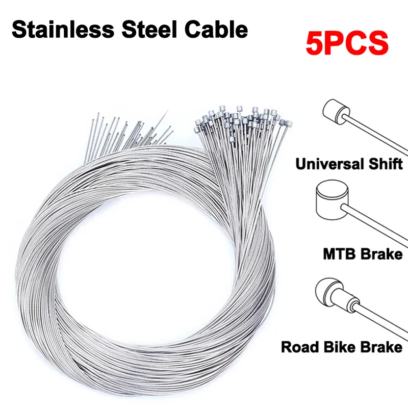 5pc Bike Brake Cables Stainless Steel Brake Shift Cable Wire Mountain Bicycle Brake Inner Cable Derailleur Line Bike Accessories