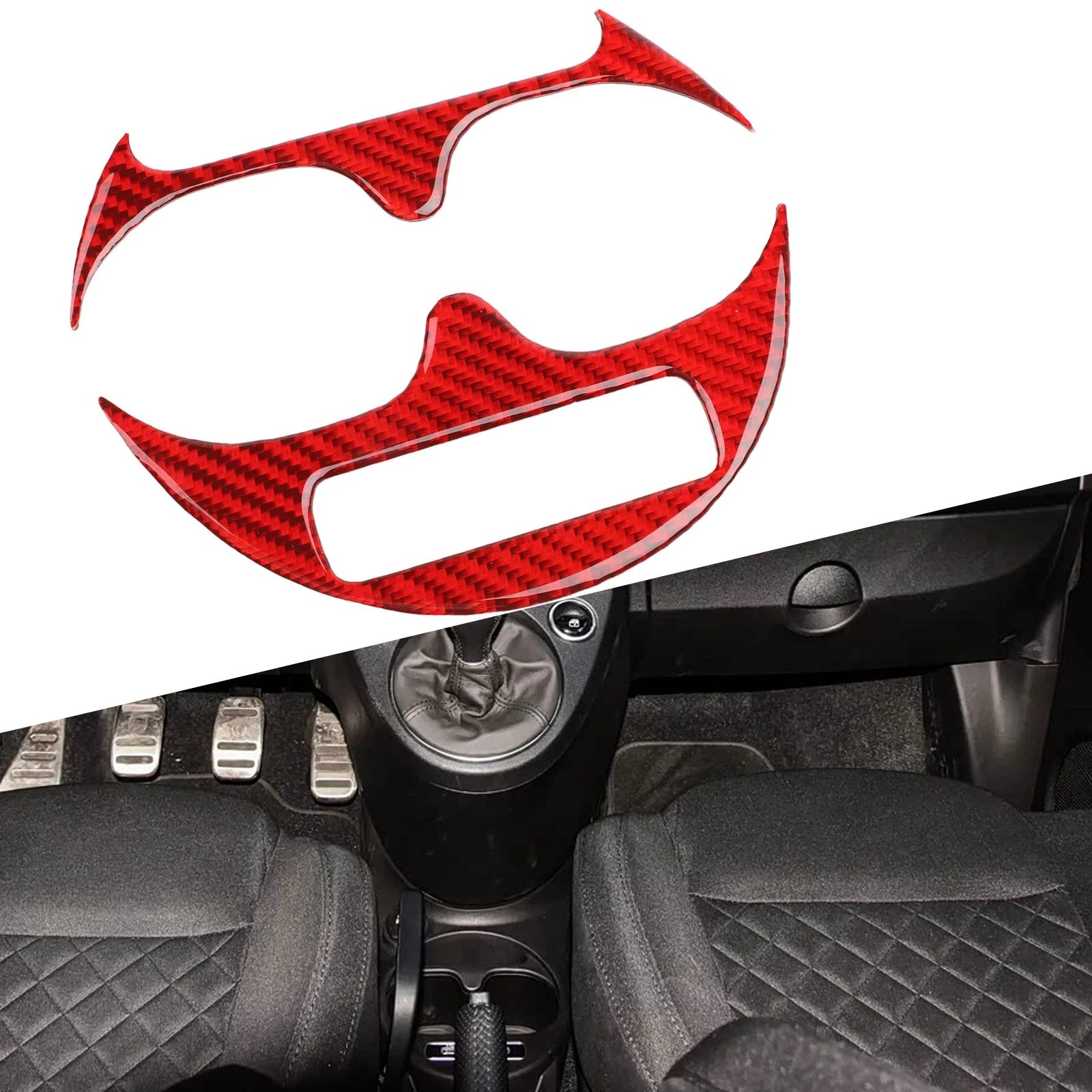 Cup Holder Trim Compatible With For Abarth 595 695 And For Fiat 500 2016-2024 Featuring Carbon Fiber Visual Appeal