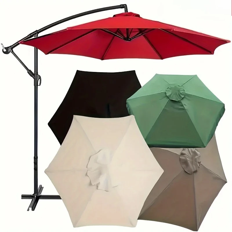 Green Replacement Umbrella Canopy 27m 8 Ribs Waterproof Garden Backyard Pool Cantilever Sunshade 9FT 10FT 6 Ribs 8 Ribs Cover