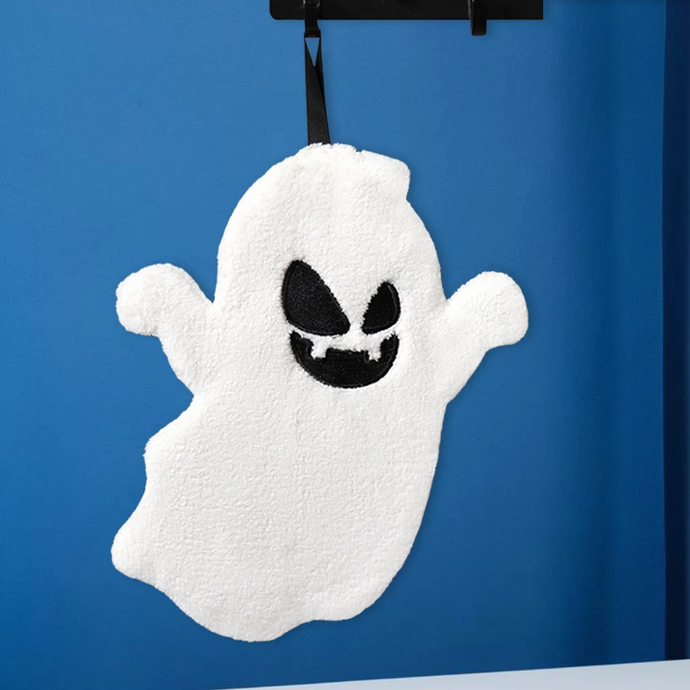 Halloween Kitchen Towel Embroidered Ghost 9x7 Inch Bath Tie Towel Decorative Absorbent for Bathroom Home Decoration