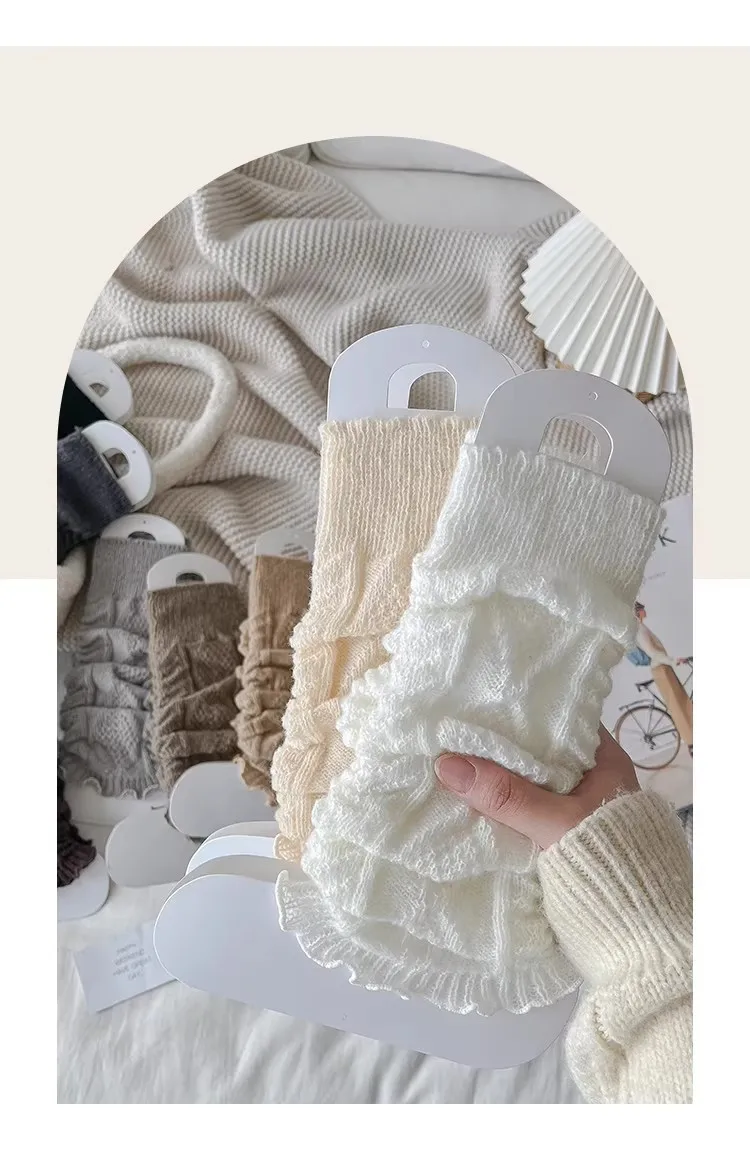 Y2k Boot Cuffs Cover Knitted Knee Sleeves for Women Winter Warm Foot Cover Long Socks Leg Warmers Solid Lolita Crochet Heap Sock