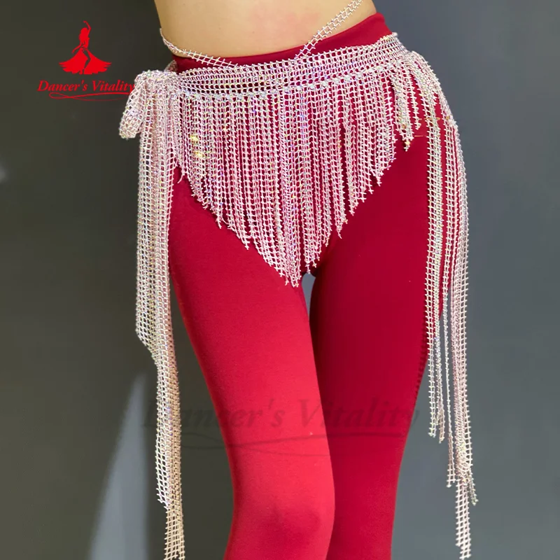 Belly Dancing Tassel Triangle Hip Scarf Women's Senior AB Stones Mesh Belt Girls Oriental Dance Practice Accessories Waist Chain