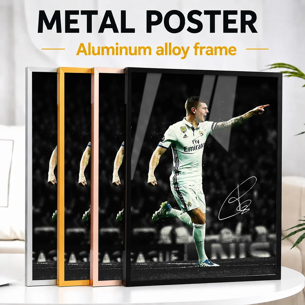 Toni Kroos Pointing Celebration Metal Poster With Aluminum Alloy Frame Customized Photographic Wall Art For Games Room And Study