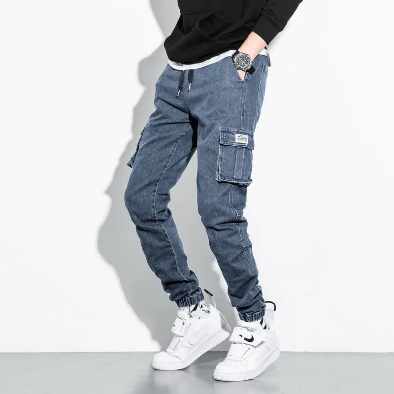 Multi-Pockets Cargo Jeans Men Black Blue Denim Jogger Pants Male Baggy Jean Trousers Plus Size 6XL 7XL 8XL