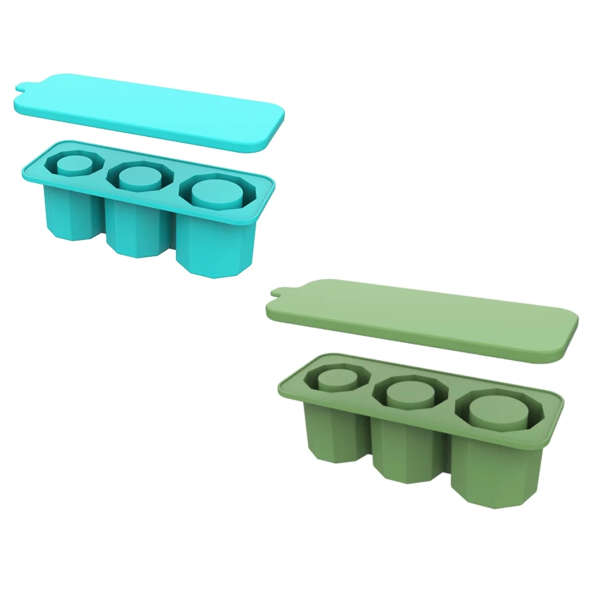 

AT13 Силиконовые формы для кубиков льда для морозильной камеры, 3 полые цилиндрические формы для льда с крышкой для чашек емкостью 30–40 унций, виски, кофе, коктейлей A