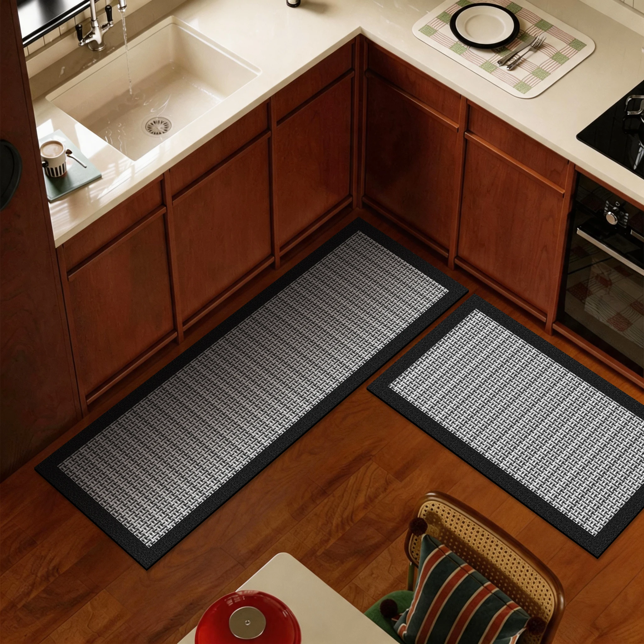 Tapis de sol imprimé pour cuisine, long et antidérapant, en boue de diatomée, absorbant pour salle de bain et toilettes, ensemble de tapis.