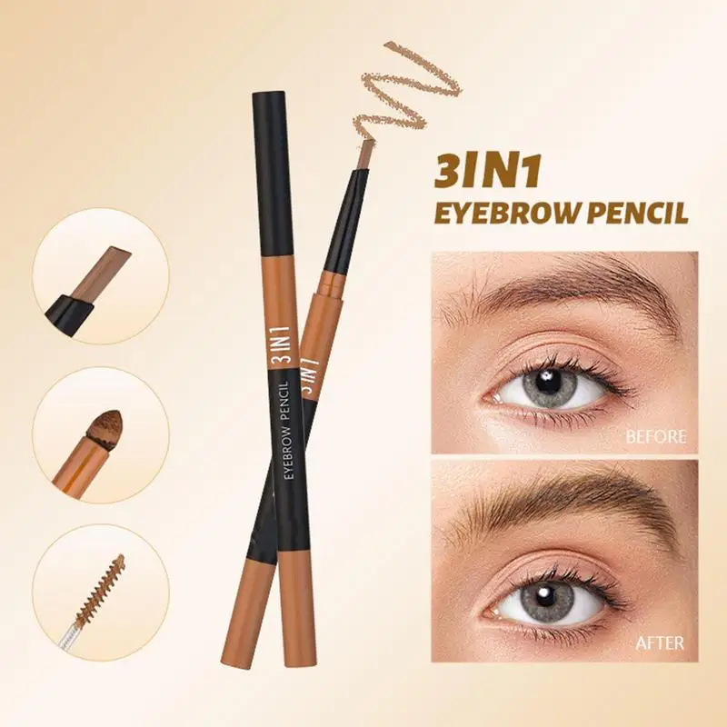 2 Head Eyebrow Pencil Long Lasting Waterproof 5 Colors Eye Brow Pen Ultra Fine Eyebrow Pencil Black Blonde Brown Eye Brow Makeup