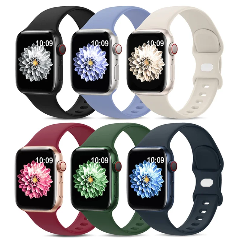 Pulseiras de Silicone para Apple Watch Band, Pulseiras Esportivas, iWatch Series 9-8-7 6 5 4 3 SE, Ultra-2, 49mm, 41mm, 45mm, 44mm, 40 milímetros, 42 milímetros, 44 milímetros