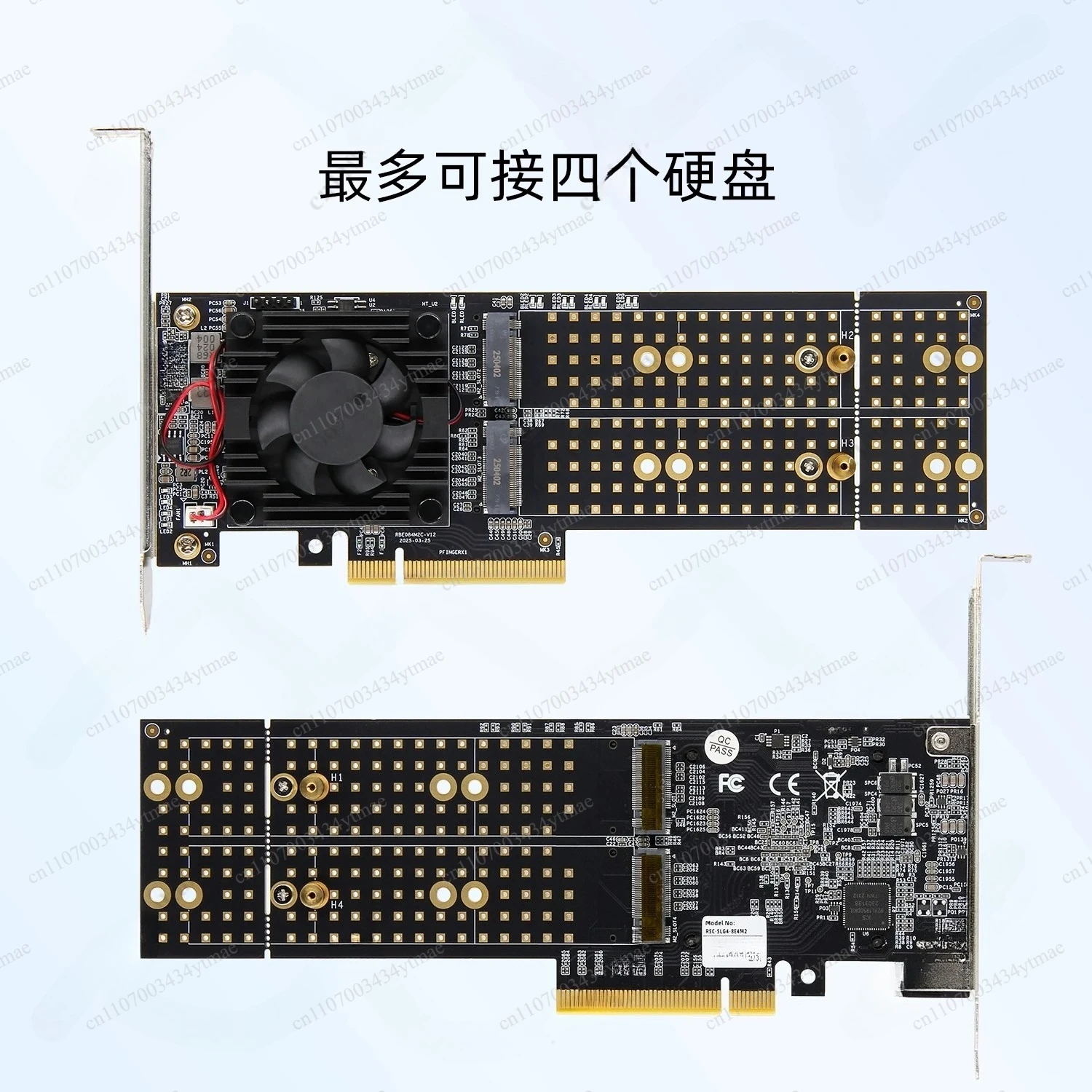 Full/Half Height M.2 PCIe Expansion Card 4-Disk Split-Free Design PLX8747 Chip Silent Working