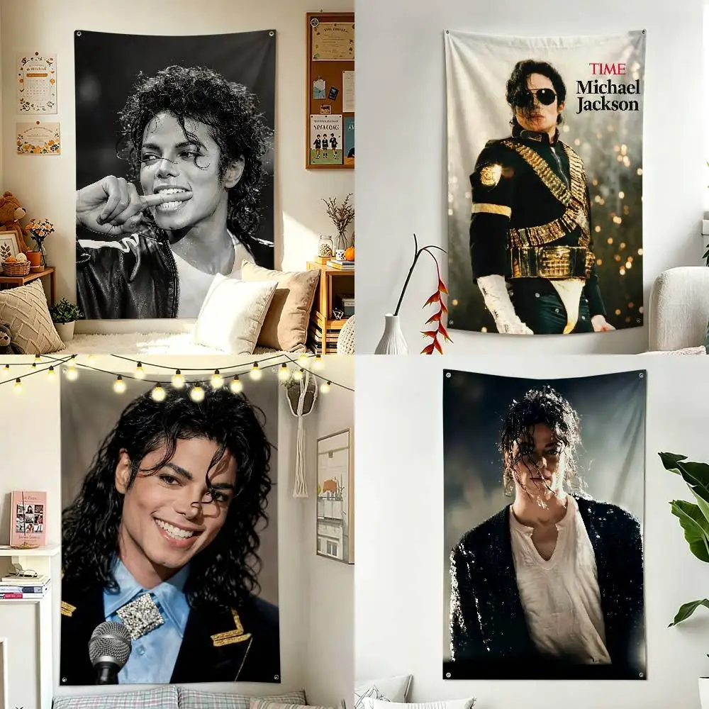 M-Michael J-Jackson MJ K-King of Pop Home Decor Wall Hanging Vertical Flags Indoor Outdoor