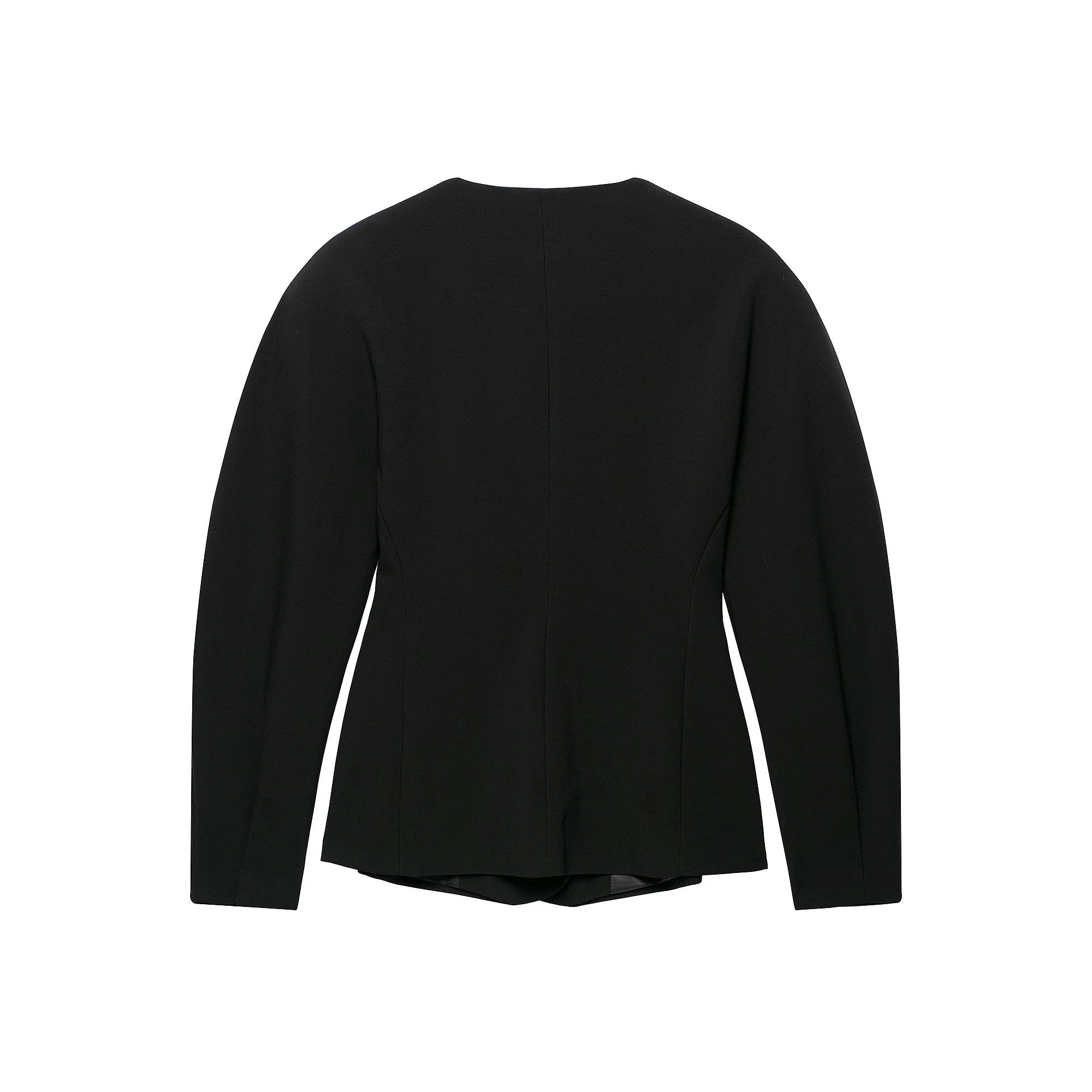 Women's Jacket 2026 Autumn New Fashion Collarless Slim Fit Cropped Waist Cinched European Style Black Coat