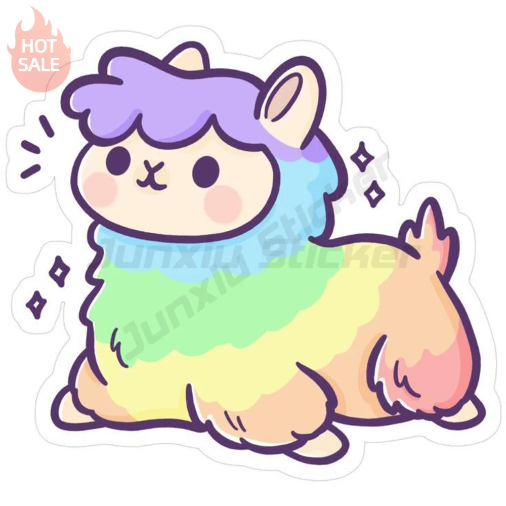 Cute Rainbow Llama Kawaii Cartoon Funny Novelty Sticker For Rear Window And Toolbox UV Protection Vinyl Decal Vehicle Decor
