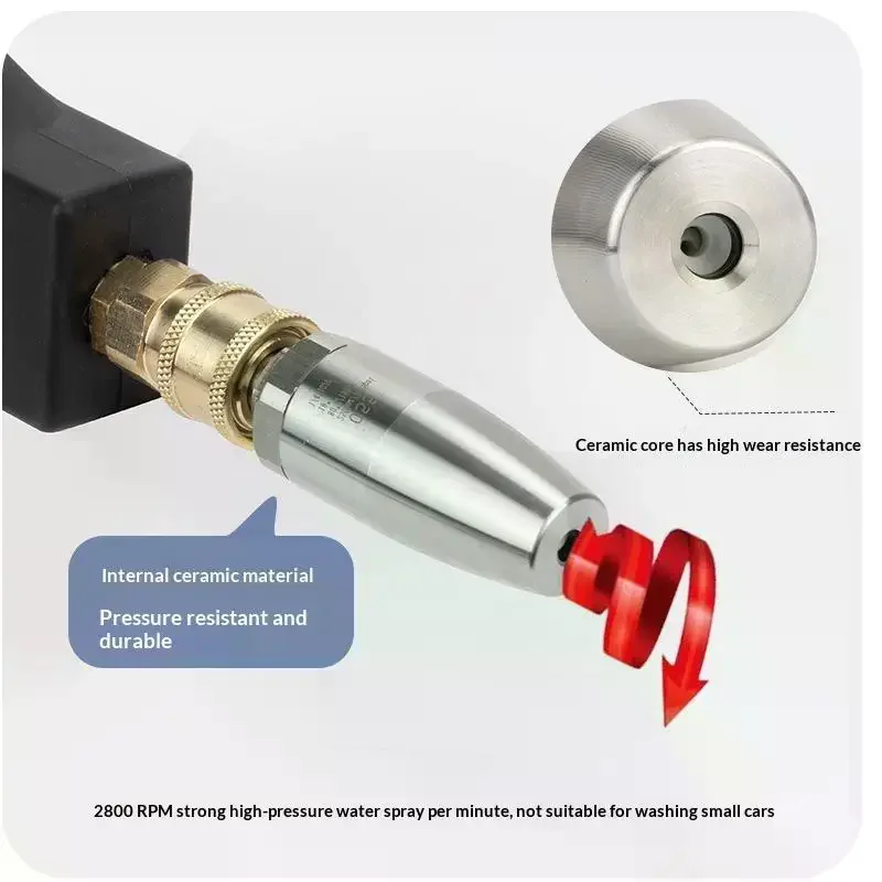 Stainless Steel Turbo High Pressure Cleaning Nozzle Rotating Anti-Rust for Car Care Garden Path Outdoor Washing