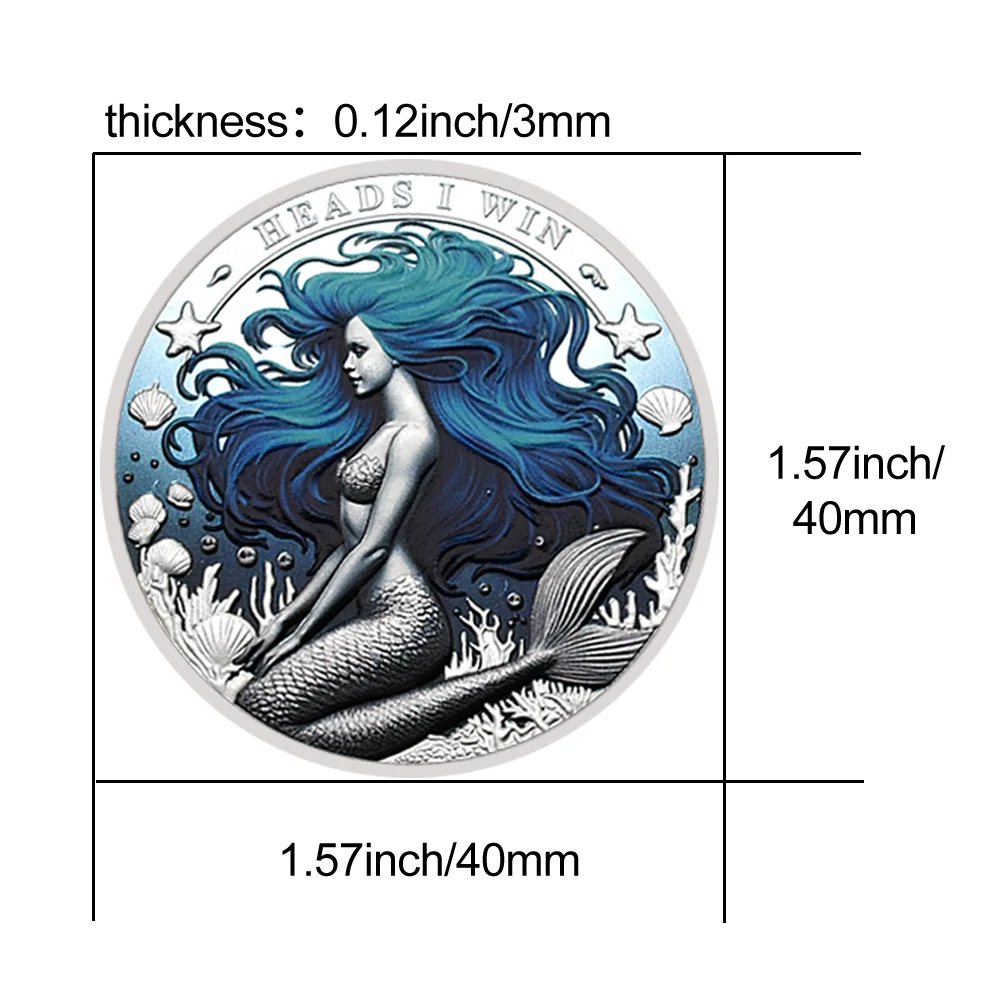 2024 Zeemeermin Besluit Uitdaging Munt 3d Stereoscopisch Effect Kleurendruk Herdenkingsmunten Collectie Geschenk