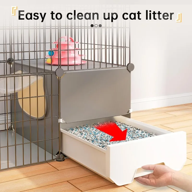 2025 Cat Cage with Litter Box Metal Wire Kennel Indoor Crate Large Exercise Place Ideal for 1-2 Cat,41.3