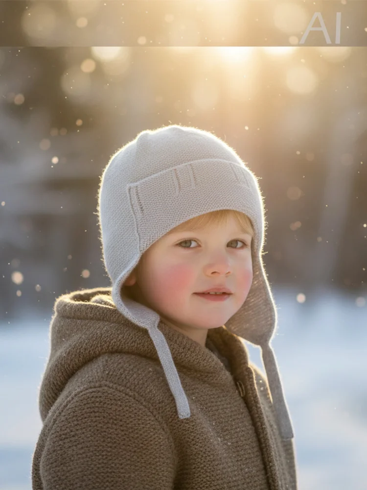 Children 100 Pure Cashmere Knitted Beanie Hat Kids Thick Earmuff Russian Aviator Caps Ushaka Hat Earflaps Winter for Boys Girls