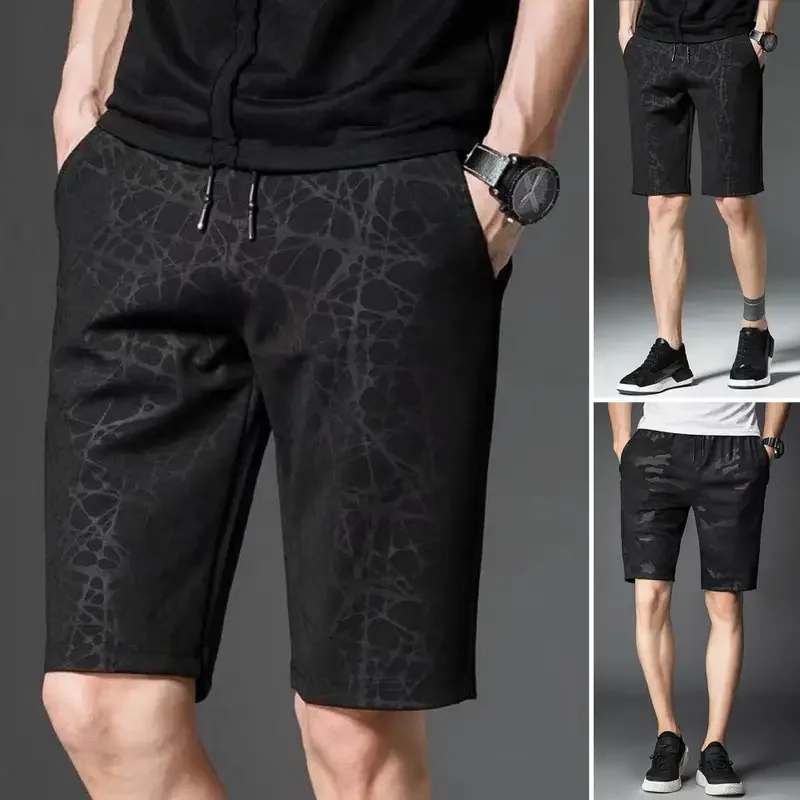 2023 New Men Gym Loose Shorts Mid-Rise Elastic Waistband Drawstring Pockets Men Shorts Summer Camouflage Print Fitness Shorts