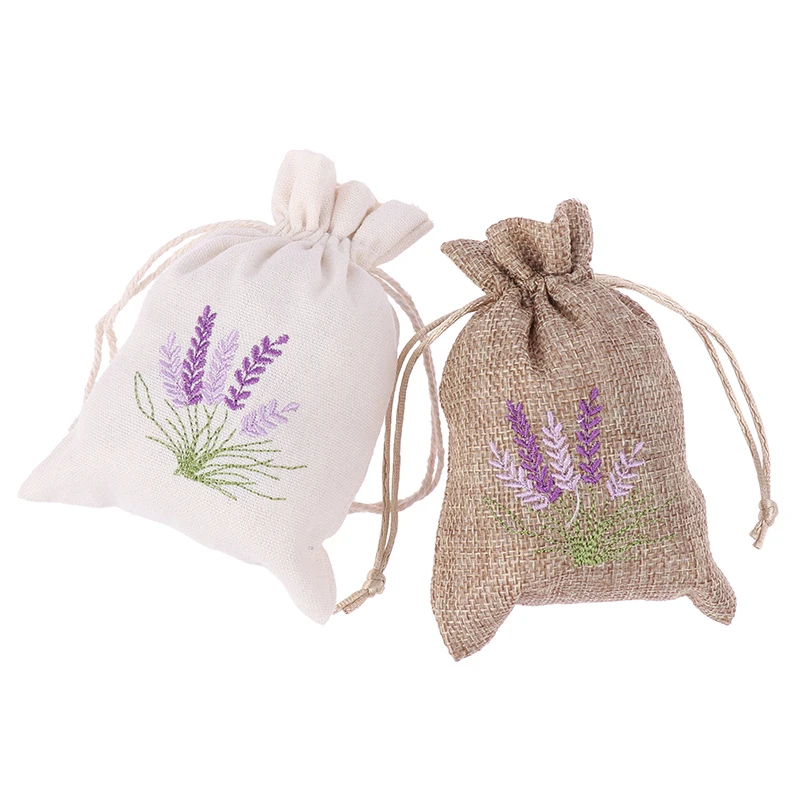 

1Pc Pouches Dry Flower Aroma Bags Embroidery Lavender Pouches Cotton Jute Seeds Bags Aromatherapy Bag