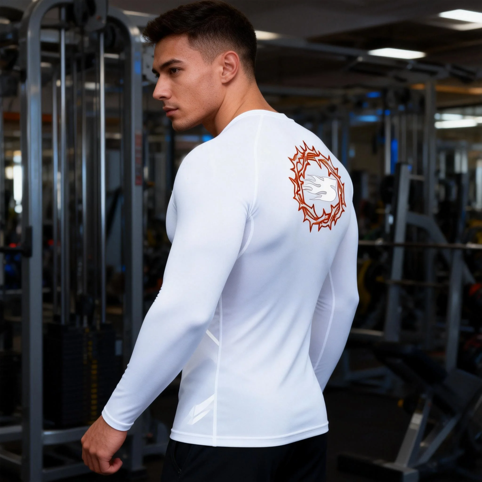 Minimalist Casual Breathable Compression Fitness Tight Fitting Long Sleeved  Training Jogging Shirt Gym Sportswear Quick Drying