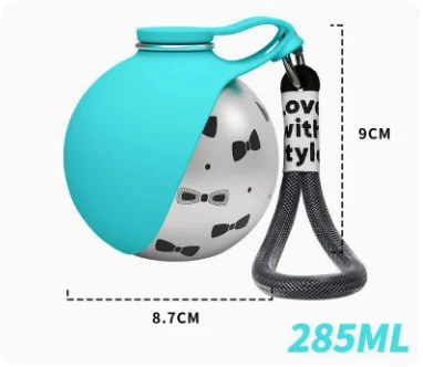 Portable Stainless Steel Pet Water Bottle, Foldable Silicone Bowl for Dogs Cats, Outdoor Walking Hiking Travel Drinking Bowl view 4