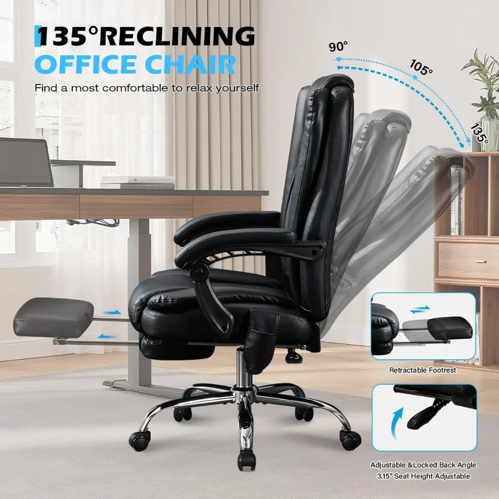 

Massage Office Chair with Foot Rest,6 Points Vibration and Heat Ergonomic Executive Desk Chair for Heavy People.