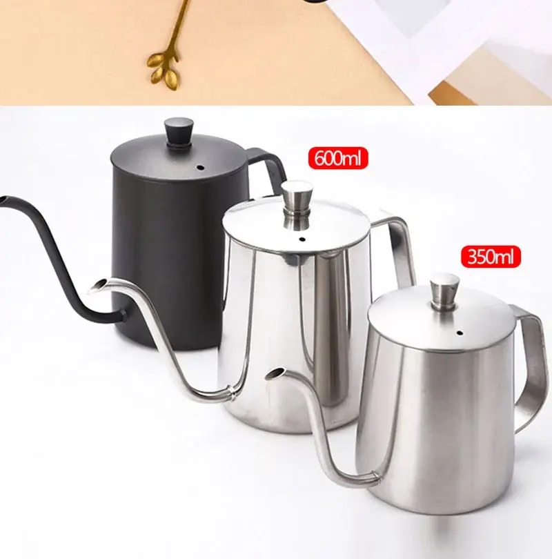 Edelstahl Pour-over Kaffeemaschine Hängen Ohr Hand Brauen Topf Haushalt Lange auslauf Feinen Mund Wasserkocher Tropf Wasserkocher Lange topf – Detail 4