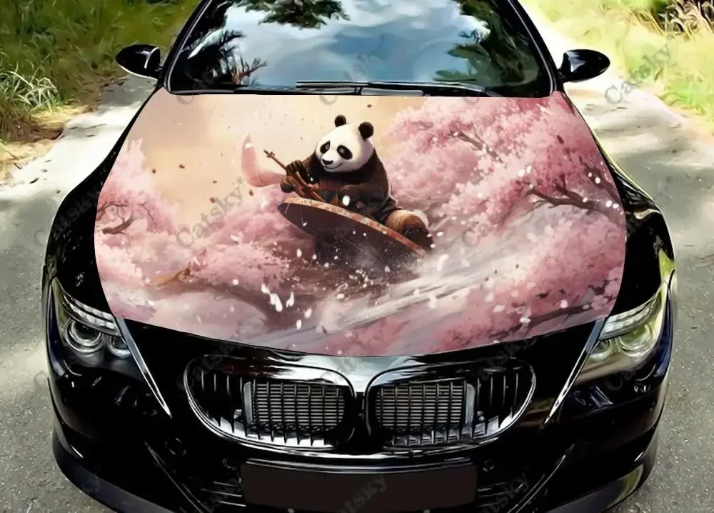 Panda Neon Oil Paintings Car Hood Vinyl Stickers Wrap Vinyl Film Engine Cover Decals Sticker on Car Auto Accessories