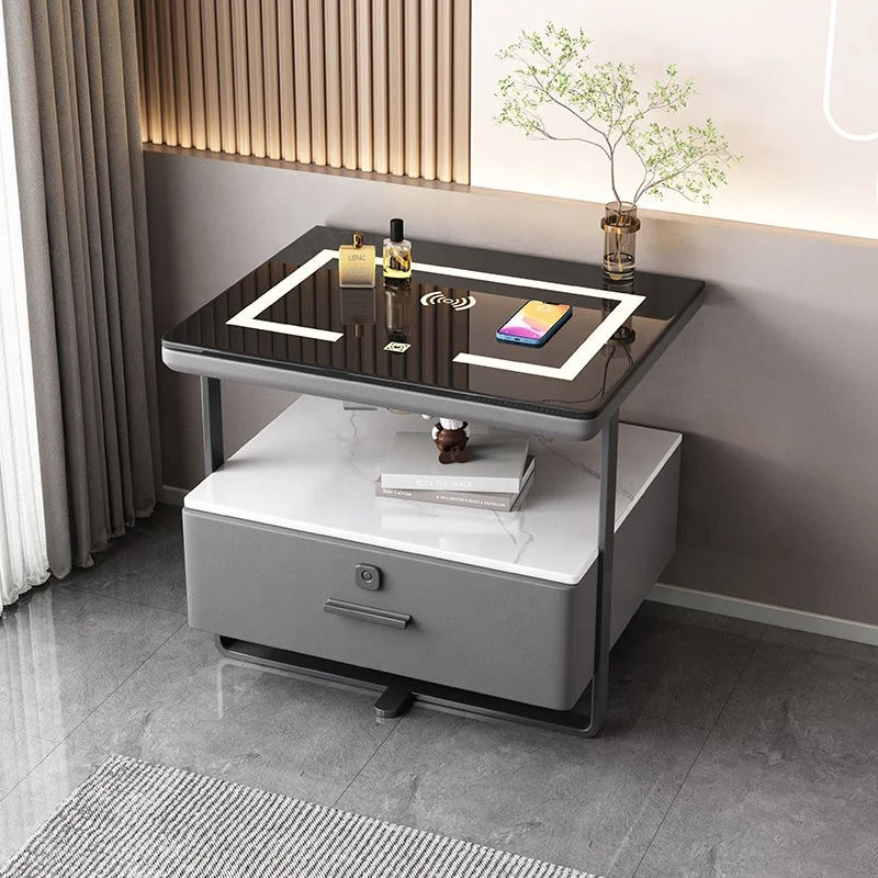 

Элитная итальянская мебель для дома: умный прикроватный столик с LED-подсветкой, многофункциональный прикроватный столик с замком по отпечатку пальца